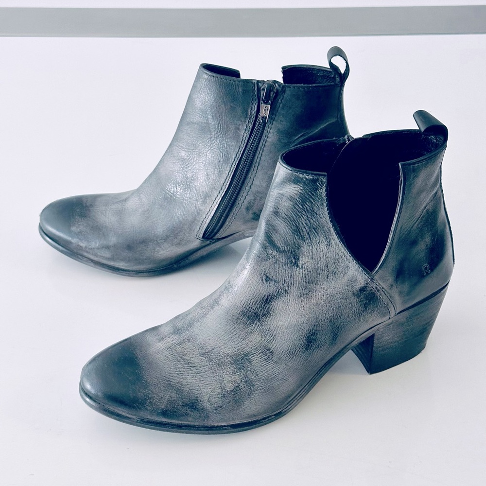 ROAN by BED|STU Grey Leather Side Zip Boots Size 7.5
